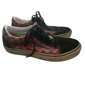 Vans Old Skool Men's 8.0 Women's 9.5 Checked Blue Red Black Suede 500714 Shoes